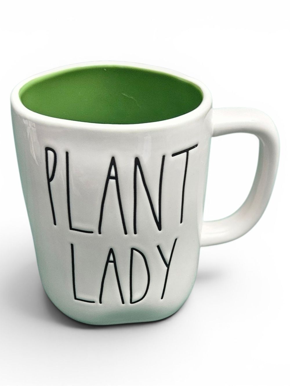 Rae Dunn White Ceramic 'Plant Lady' Mug with Green Interior